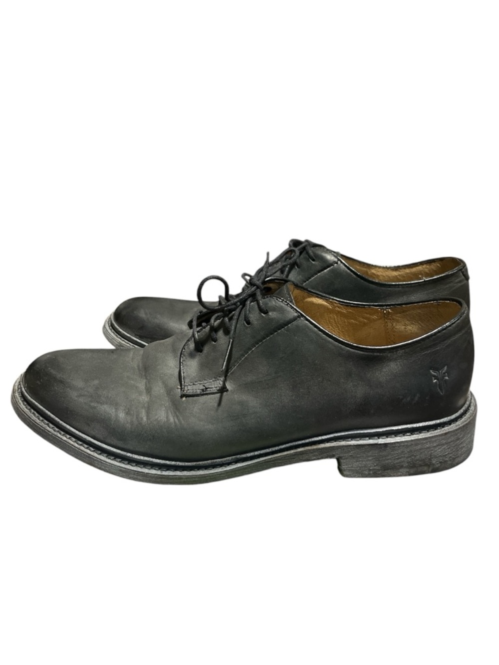 Frye Matte Black Leather Derby Oxfords